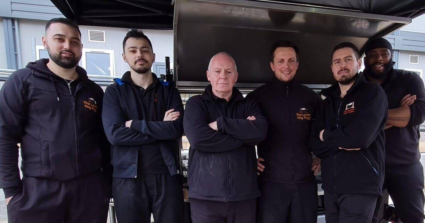 The London Hog Roast Company team in their black uniforms