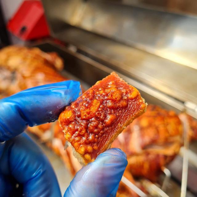 Crackling, straight off the spit