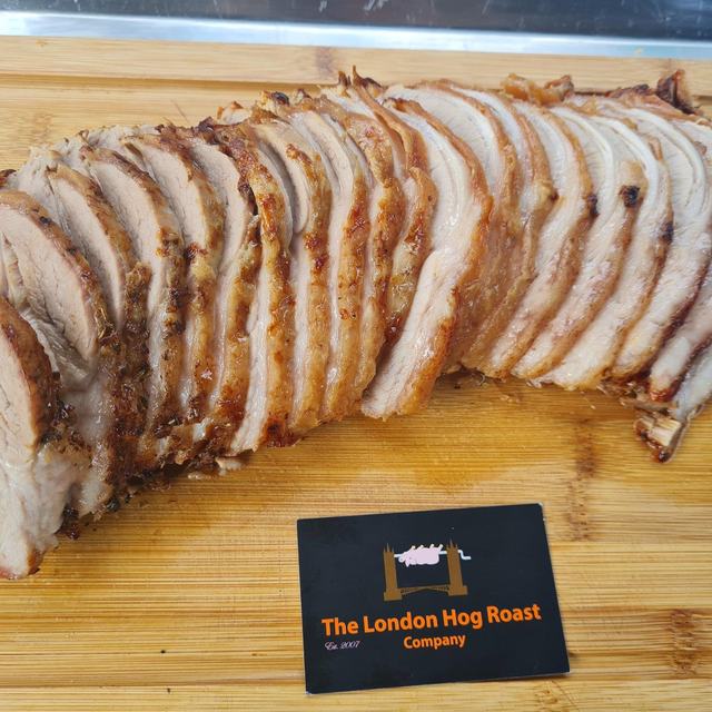 Carved roast pork loin