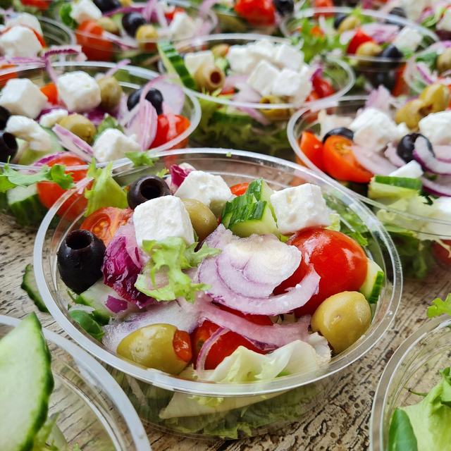 Olive and feta salad pots