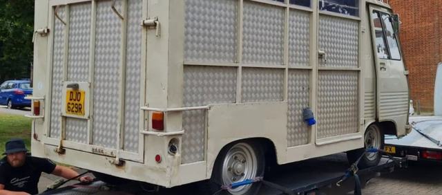 The wagon arriving from France, before restoration