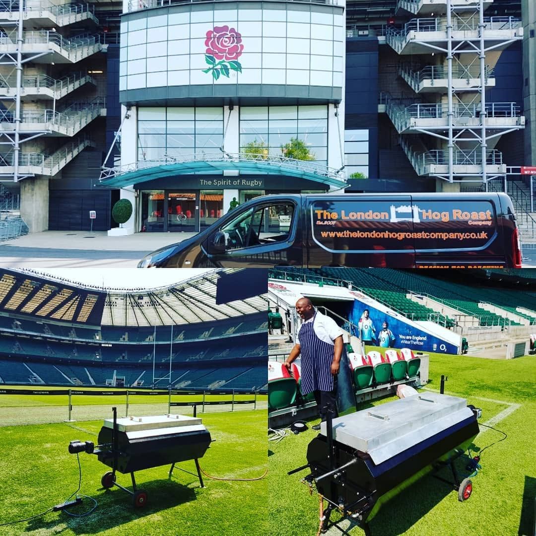 Our van and roasting machines set up at Twickenham Stadium